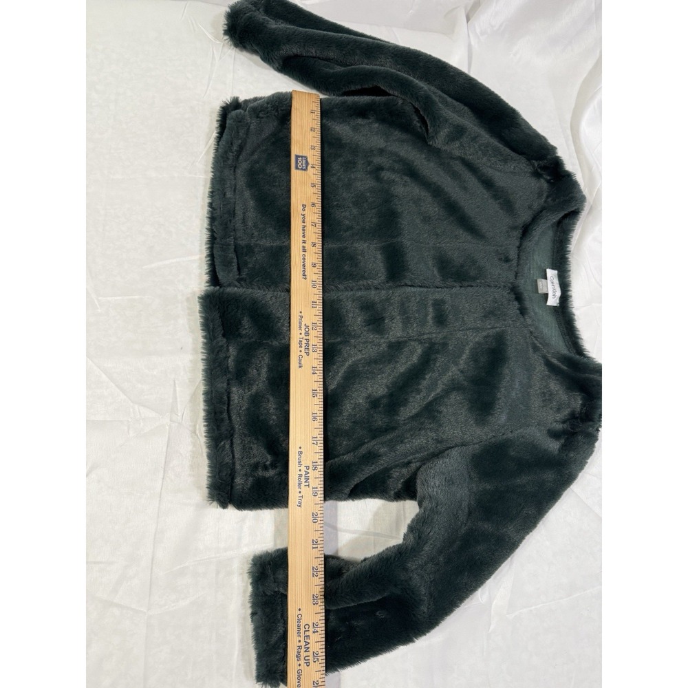 Calvin Klein Green Faux Fur Shrug Jacket Women's SZ Medium Party Cocktail - Picture 9 of 12